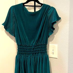 Emerald green dress smocked waist with lining